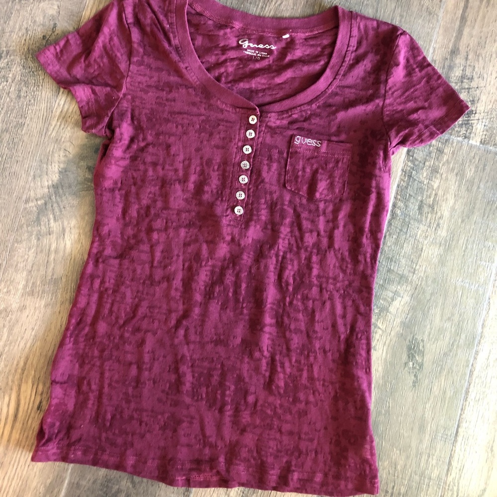 New!  Guess burnout button shirt